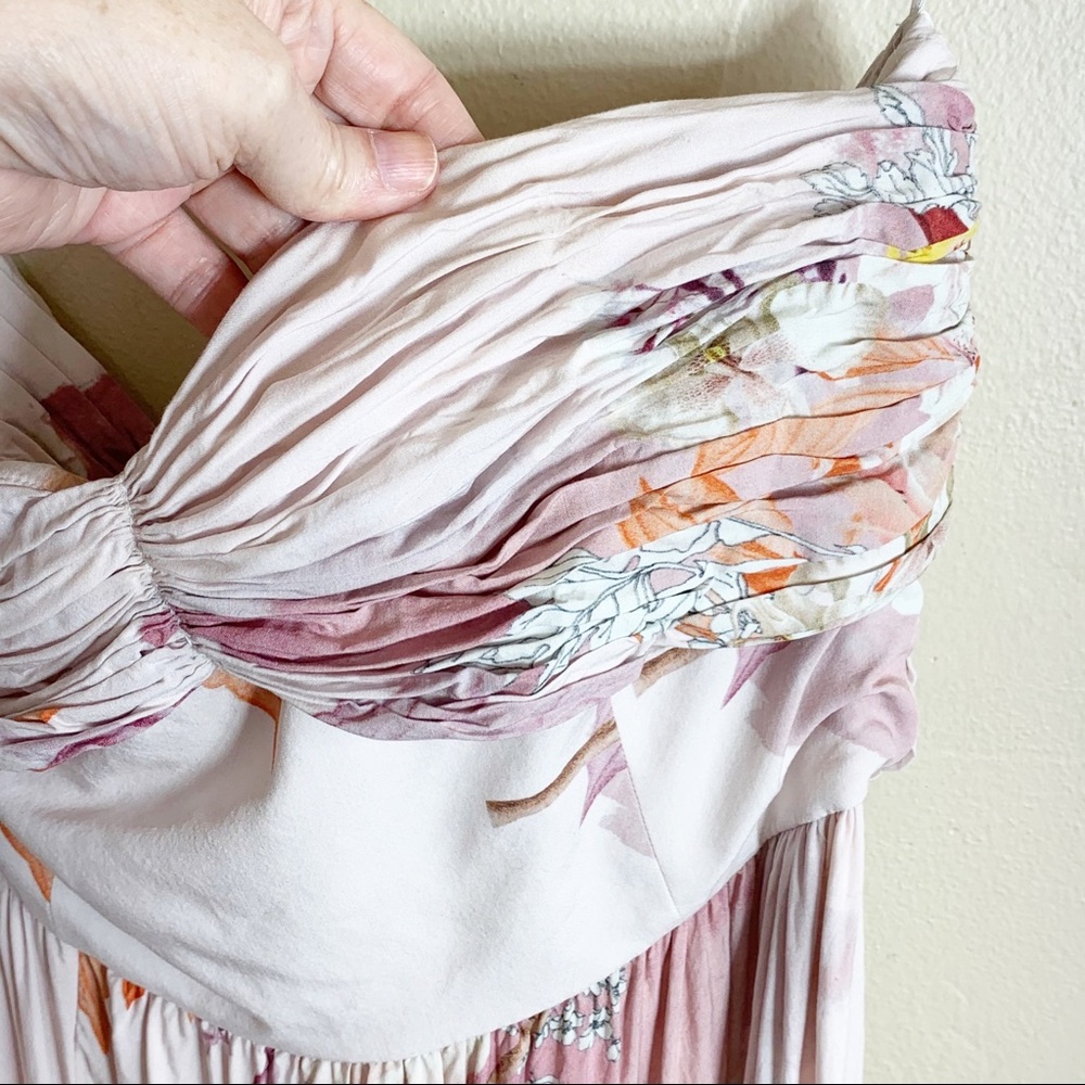 Plum Pretty Sugar - Pink Floral Strapless Midi/Maxi Dress - Picture 6 of 14